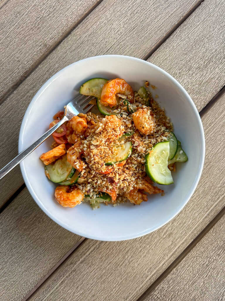 shrimp + zucchini dish