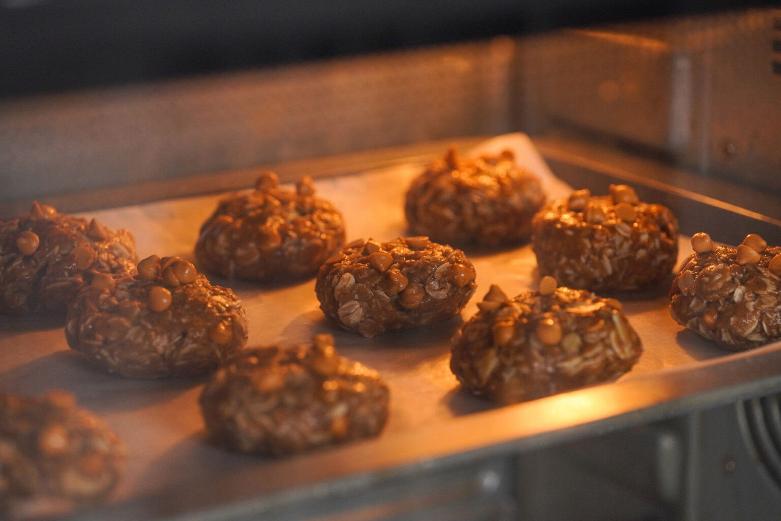 Butterscotch Oatmeal Cookies in oven