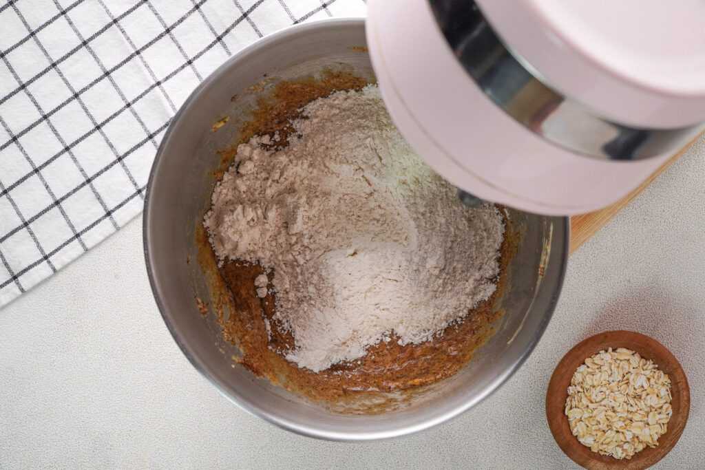 gradually add dry ingredients to wet ingredient mixture