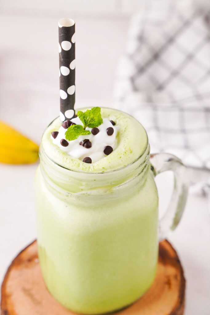 Mint Smoothie with paper straw