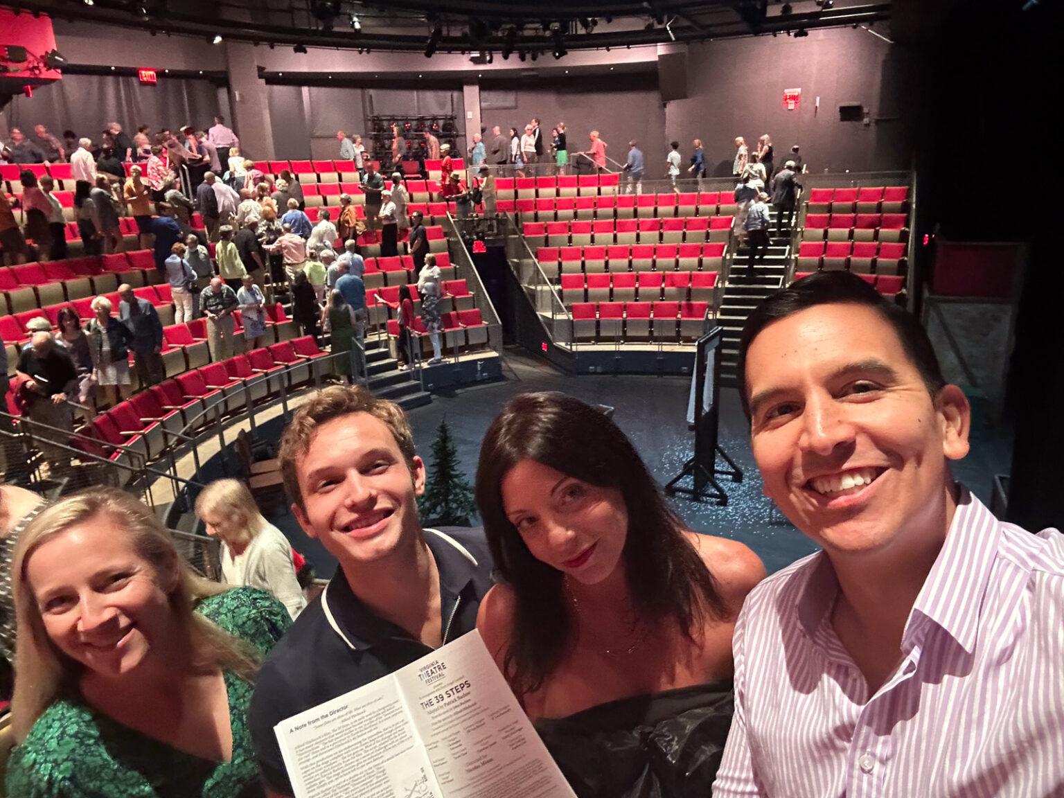 Kath Eats Blogger Kath Younger shares their Virginia Theater Festival + KERF Vacay - in photo: a group of people at the Virginia Theatre Festival after watching The 39 Steps