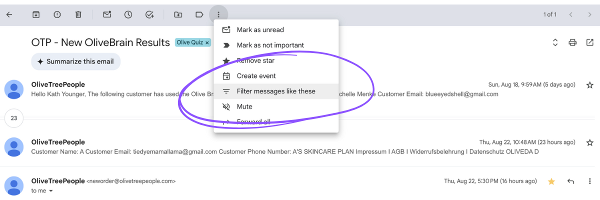 Kath Eats Blogger Kath Younger shares How to Create Rules in Gmail - in photo: firs step: Find the email you'd like to filter