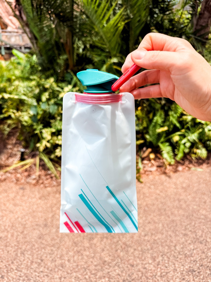 Collapsible water bottle for theme parks